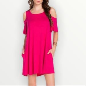 NWT Splendid Cold Shoulder Pocketed Tee Dress